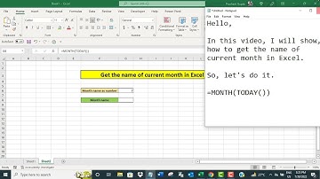 Get the name of current month in Excel