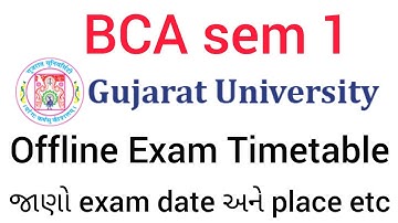 BCA Sem 1 Gujarat University Offline Exam Timetable 2022
