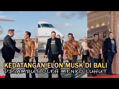 Tiba di Bali Bos SpaceX Elon Musk Dismbt  Opunk Luhut - OTW Peresmian Starlink brsm Presiden Jokowi