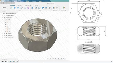 Autodesk Fusion 360 Tutorial Hexagonal Nut M12x1.75