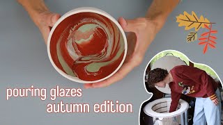 Pouring  Glazes On Pottery Autumn Edition  //  fun pottery glazing techniques