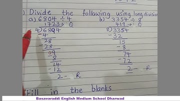 5-12-20/3rd Std / Maths/SA-1 Revision Pattern-1( Part B )/ Basavaraddi English Medium School Dharwad