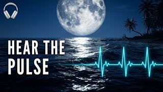 Ocean Waves + Real Heartbeat | Full Moon Night Walk ASMR