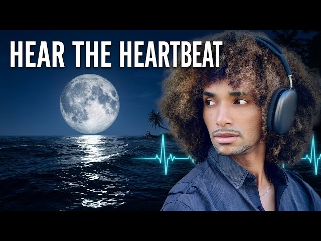 Ocean Waves + Real Heartbeat | Full Moon Night Walk ASMR