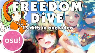 [osu!] xi - FREEDOM DiVE 13 difficulties in one video [R3 Music Box Extend]