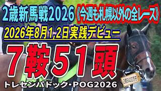 2歳新馬戦2026】7鞍出走51頭の若駒の姿を。2026年8月1，2日