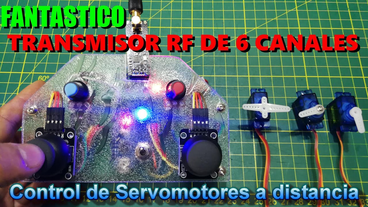 ✅ FANTASTICO TRANSMISOR RF DE 6 CANALES / ARDUINO / NRF24L01 /   CONTROL DE SERVOMOTORES A DISTANCIA