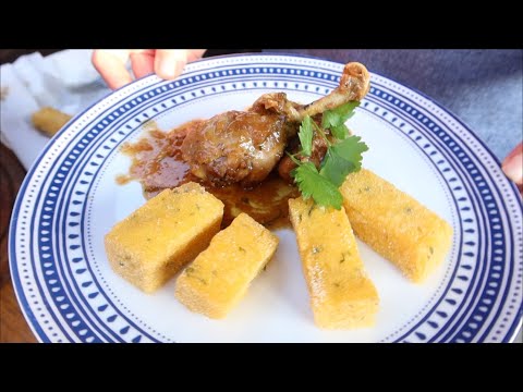 Frango à moda da Aldeia com Polenta Frita.