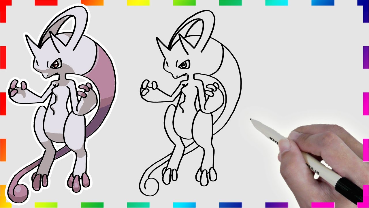 How To Draw Pokemon Mega Mewtwo Y Easy Drawing Step By Step Youtube