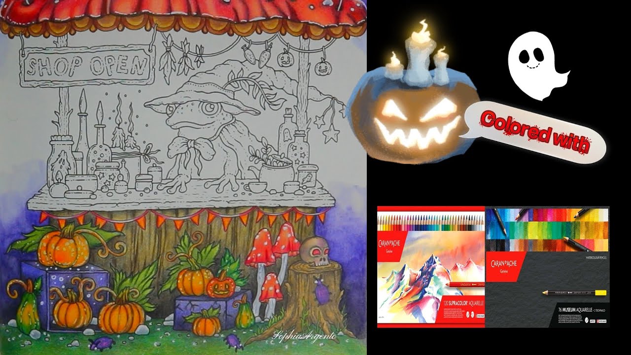 Halloween Coloring Week  - Spooky Frog Shop - Coloring Book - Hanna Karlzon