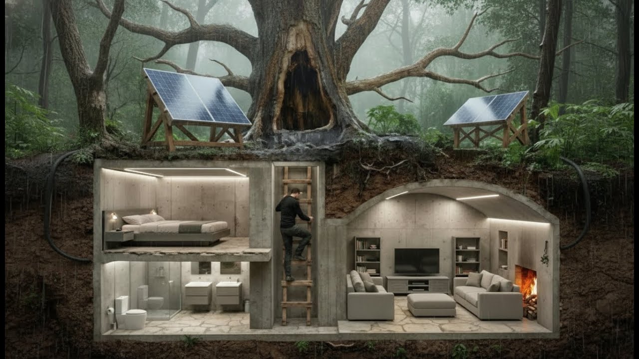 Hidden Underground Shelter Built in the Rain | Secret ASMR Survival Build