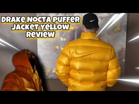 DRAKE NOCTA PUFFER JACKET YELLOW REVIEW AND ON BODY! 