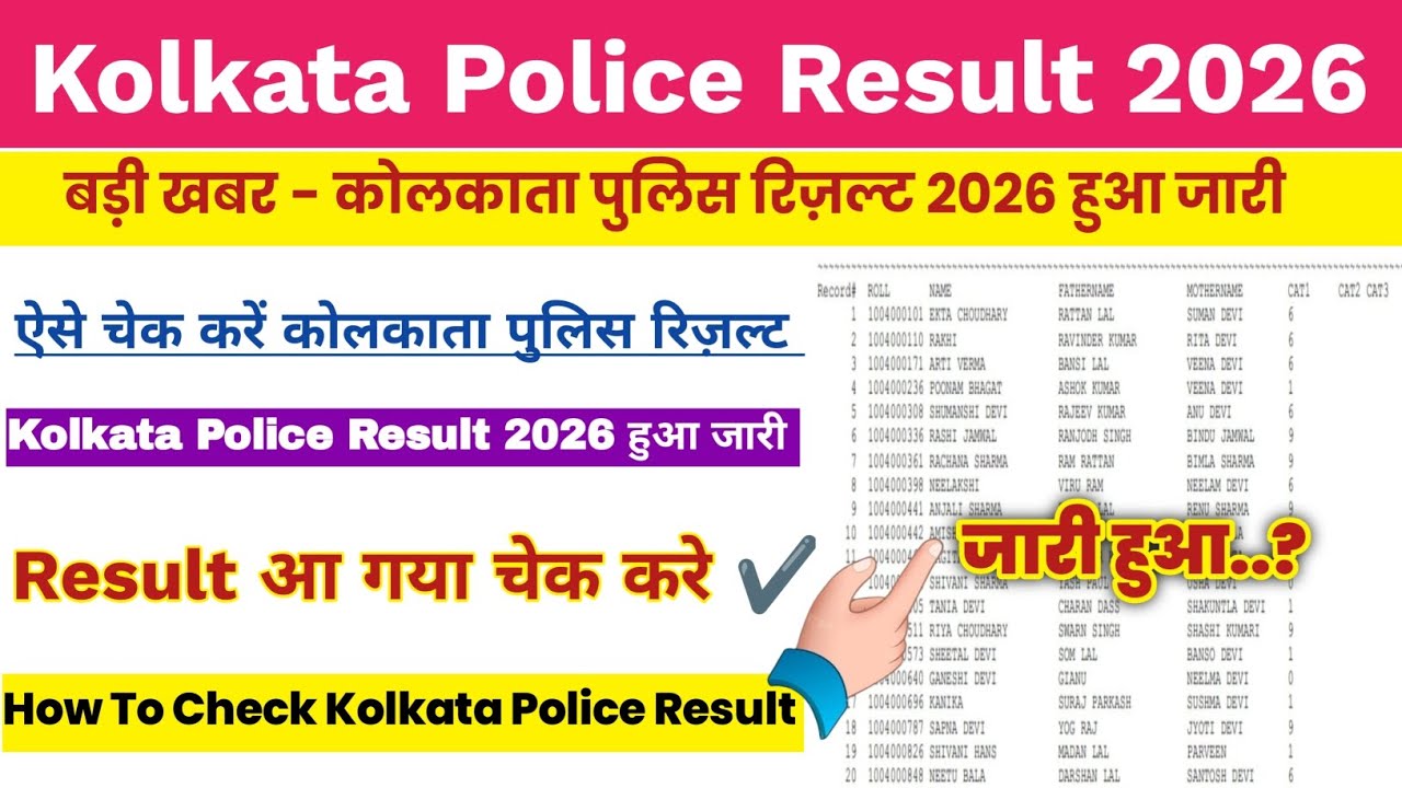 Kolkata Police Constable Result 2026 Out ♦️ How To Check kolkata Police Constable Result 2026 dekhe