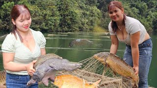 FULL VIDEO: many episodes of fishing, trapping turtles, and setting nets to catch fish by the girl.