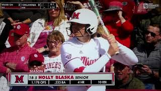 Miami(Ohio) softball's Karli Spaid, Holly Blaska hit back to back home runs vs. Oklahoma