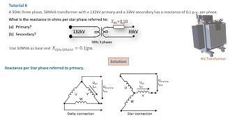 how to find per unit reactance per phase [star connected transformer] - Tutorial 6