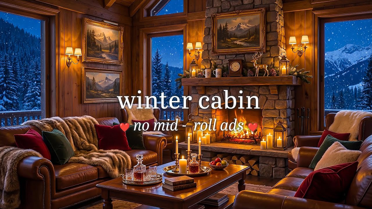 ❄️ Warm Winter Cabin Jazz (NO MID-ROLL ADS) – Fireplace Ambience for Focus & Relaxation