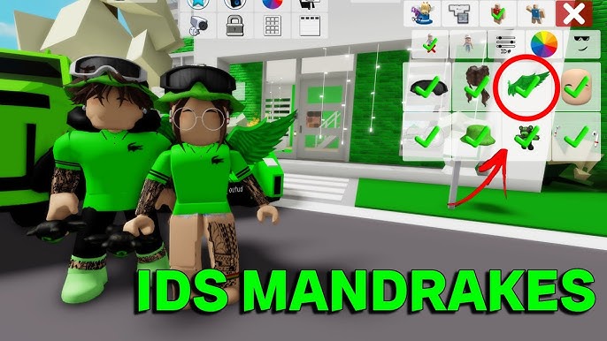 IDEIAS DE SKINS MANDRAKE +CÓDIGOS DE ID DE ROUPA E ACESSÓRIOS PARA  BROOKHAVEN 🏡 RP ROBLOX🤩 