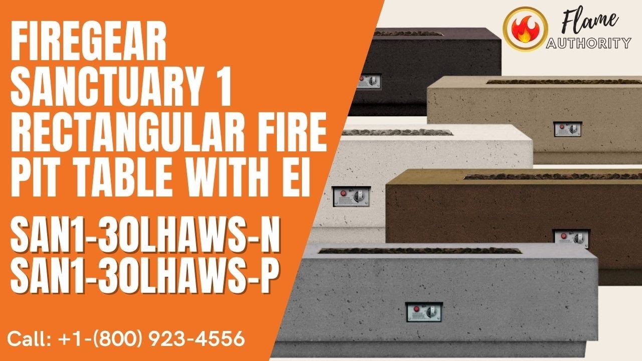 Firegear Sanctuary 1 Rectangular Fire Pit Table with EI - SAN1-30LHAWS