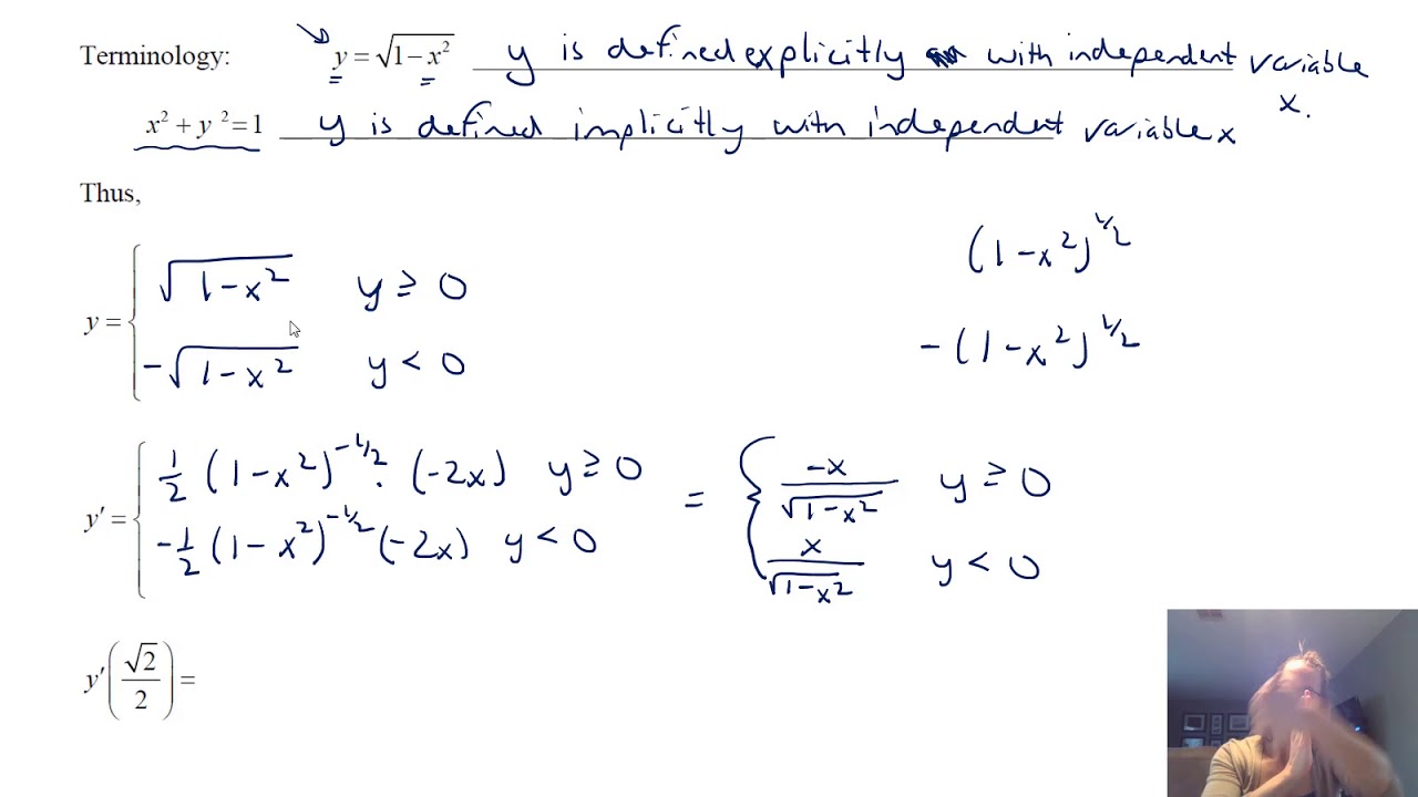 Math 005A Section 2 6 Implicit Differentiation Part 1 - YouTube