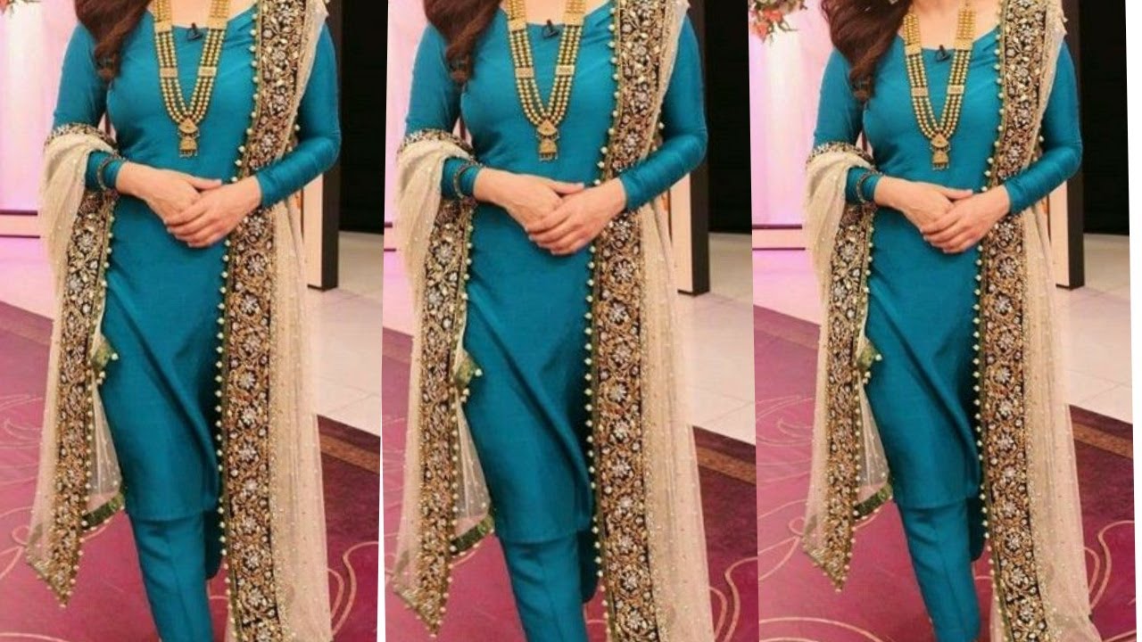 simple suit with heavy dupatta