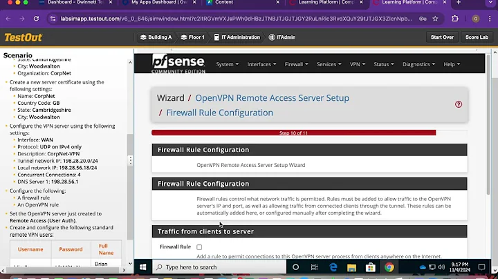 TestOut 10.4.3 Configure a Remote Access VPN