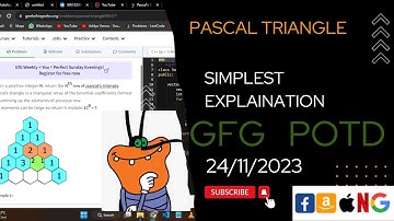 Pascal Triangle | gfg potd today | POTD | GFG Problem of the Day | C++ | @CodeThurst