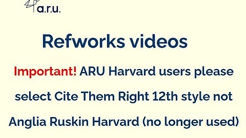 Using RCM Refworks Citation Manager at ARU