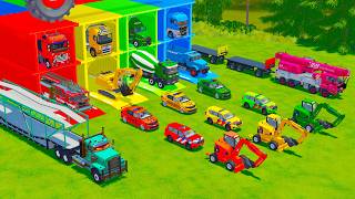 TRANSPORTING URBAN POLICE CARS, FIRE ENGINES, EXCAVATOR TO GARAGE - FS22