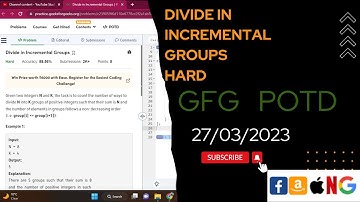 Divide in Incremental Groups Hard Made EASY POTD 27/03/2023||  @gfg @CodeThurst @leetcode