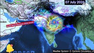 Southwest Monsoon Session Troughs Depression Odisha/25 Days Weather System Map Analysis. 
