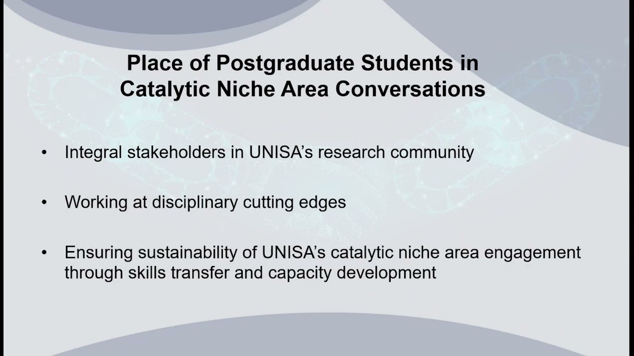 Unisa's 10 Catalytic Niche Areas - M&D Student Onboarding