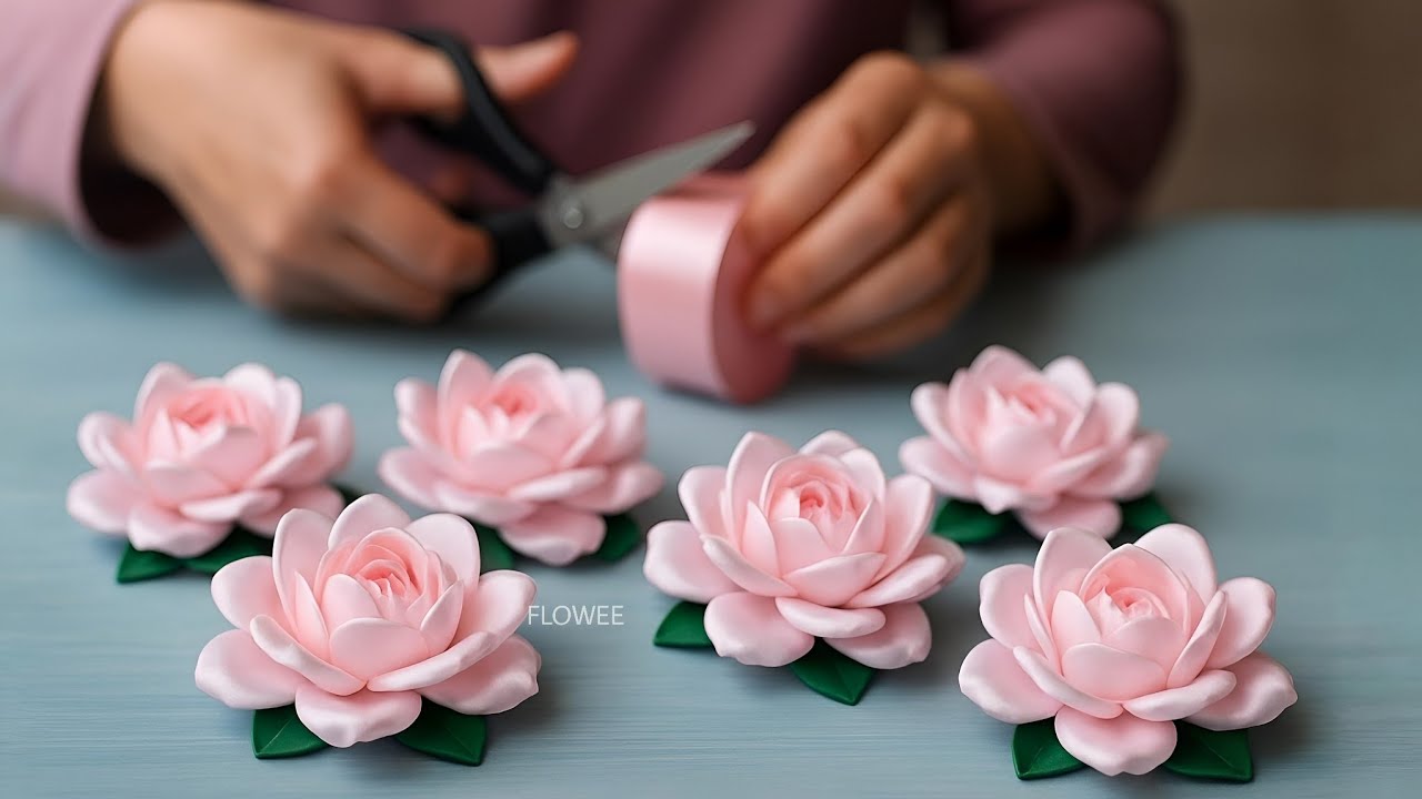 Very very Easy Satin Ribbon Rose 🌹 | DIY Beautiful Ribbon Flower Tutorial for Beginners