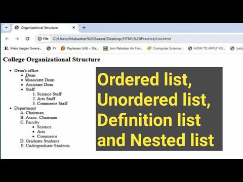 List in html | Types of list in html | Order list | Unordered list ...