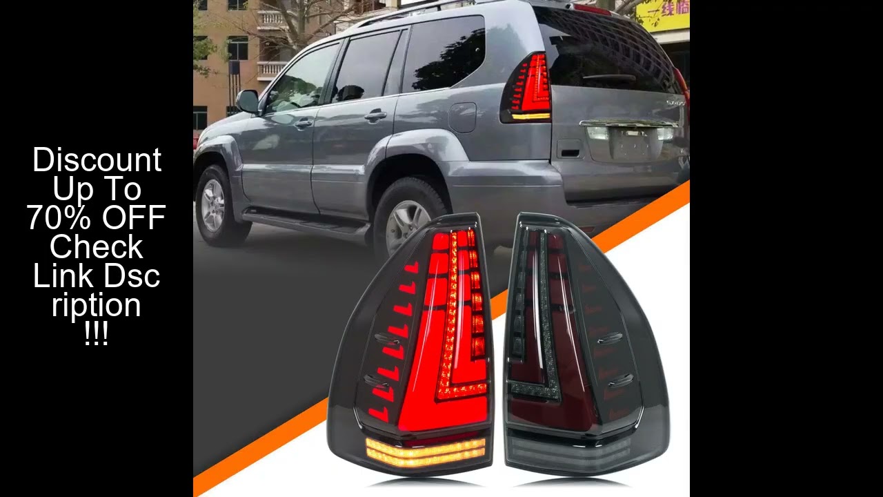 LED Tail Lights for Lexus GX470 2003-2009 Sequential Turn Signal Start-up Animation Black Rear Lamps