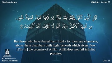 39 سورة الزمر مترجمه بالانجليزية بصوت القارئ سعد الغامدي Surah Az Zumar Translated To English