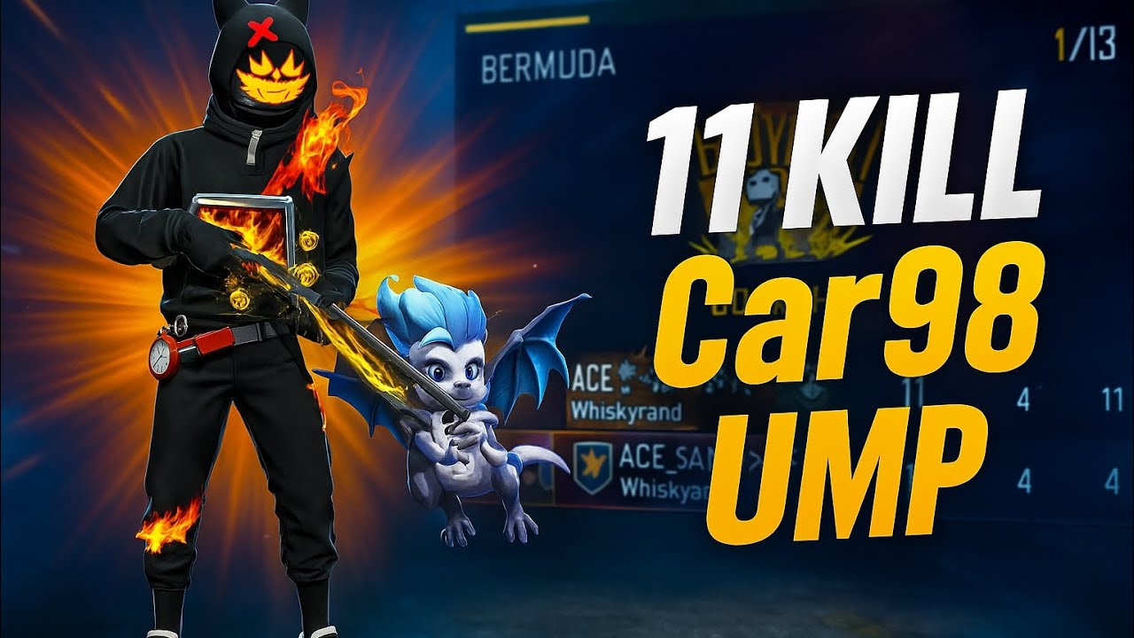 "EPIC 11 KILL CLUTCH with Car98 + UMP 💥 FREE FIRE Full Match‎"