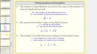 Writing Equations and Inequalities for Scenarios