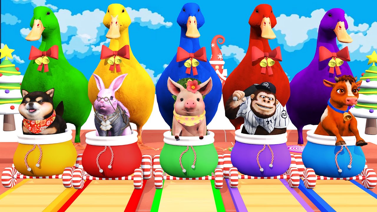 Long Slide Game With Cow Elephant Gorilla Hippopotamus Tiger 3d Animal Game Funny 3d Animals