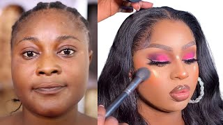 MAKEUP & GELE ⬆️ TRANSFORMATION !!!!😱😱 | FOR NIGERIAN BRIDE  🍫 BLACK GIRL MAGIC TRANSFORMATION 🍫