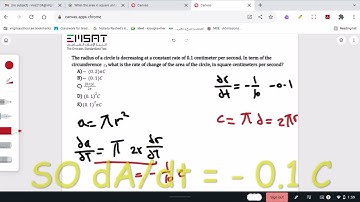 Related Rates of change - EmSAT 2022 - Question 7