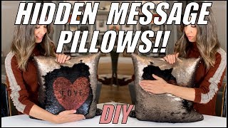 hidden message sequin cushion