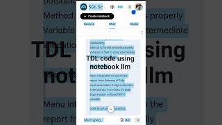 TDL code using notebook llm link below #short #shorts @mndatasolutions2042