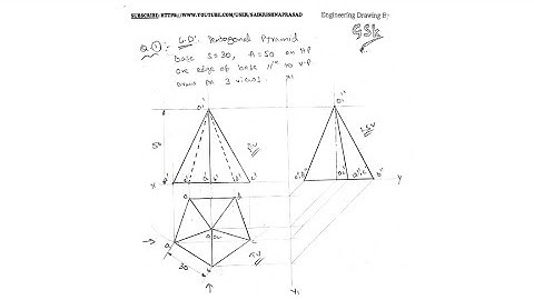 Orthographic Projection of a PENTAGONAL PYRAMID