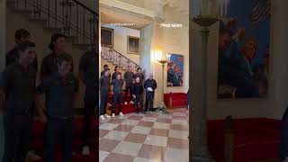 Trump Greets Oklahoma State Mens Golf Team With Golf Swing