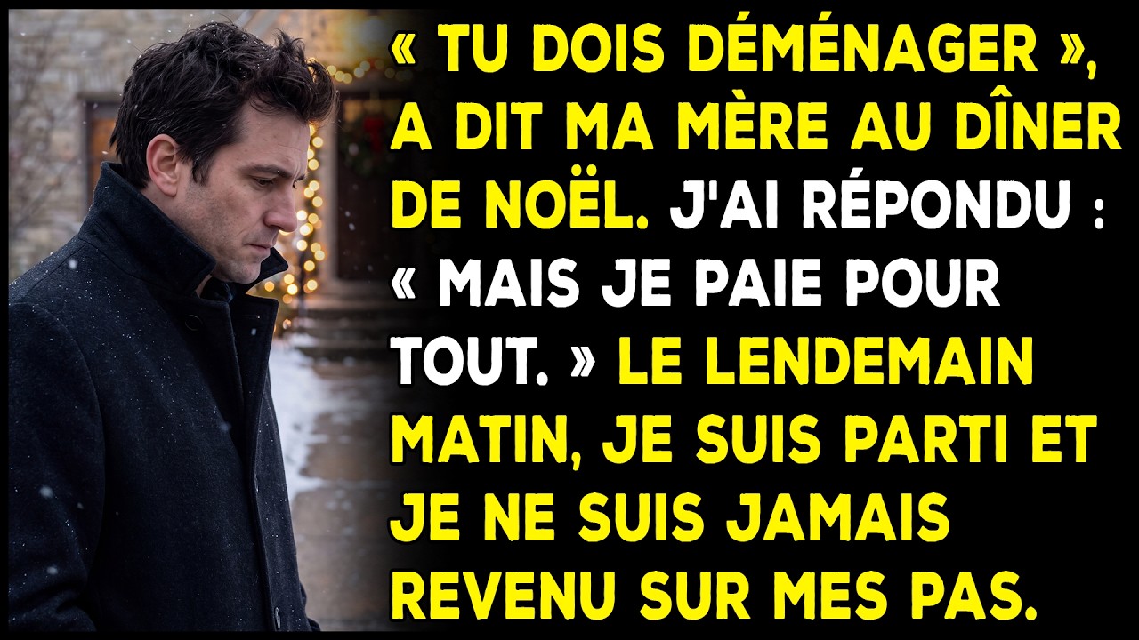 Le jour où ma mère m'a mis à la porte, j'étais en train de servir la dinde que j'avais payée, dans la maison dont je payais l'hypothèque. Il neigeait, la maison sentait la cannelle, tout était...