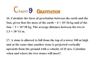 NCERT SOLUTION, CLASS 9, CHAPTER 8 , GRAVITATION, EXERCISE Q 16 and 17 FULL SOLUTION AND EXPLANATION