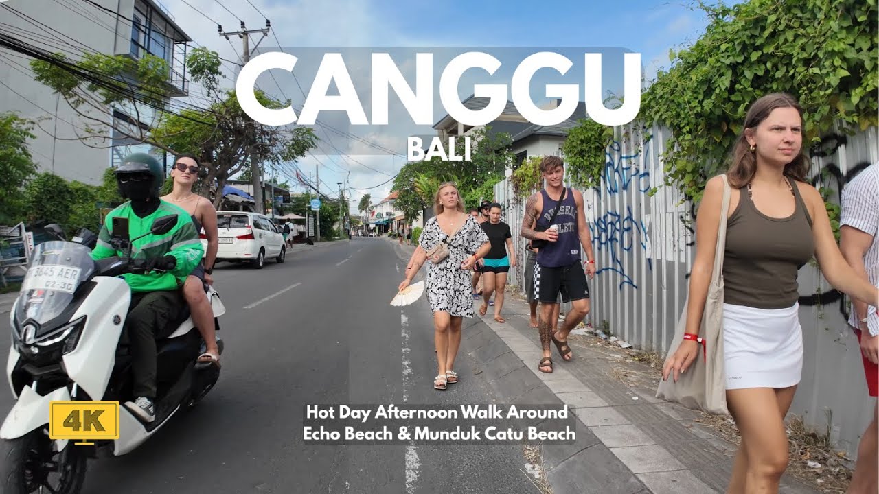 CANGGU, Bali | Hot Day Walk Around Pererenan, Echo Beach & Munduk Catu | Bali Walking Tour 4K/60fps