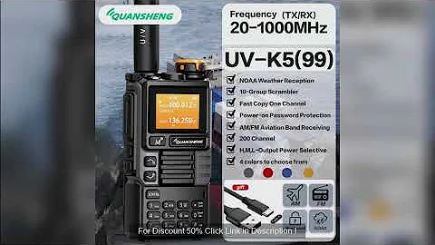Quansheng UV-K6 Upgrade UV-K5 (99) Interphone 5W Air Band Radio Tyep C Discount 50%