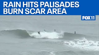 Downpours hit Palisades burn scar area  | FOX 11 LA